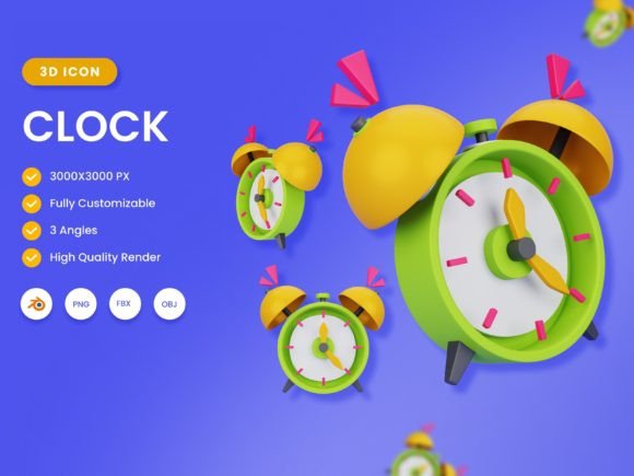 3D Clock Illustration for Creative Projects