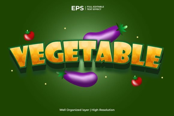 3d Modern Vegetable Editable Text Effect