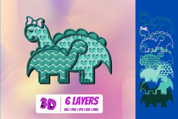 3D Mother's Day Dinosaur SVG