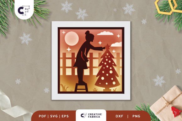 3D Shadow Box Girl Putting Star on Tree: A Creative Holiday Project for All Skill Levels
