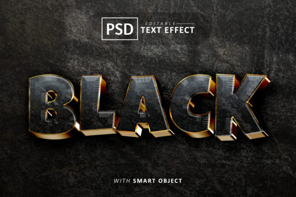 Black 3d Text Effect Editable