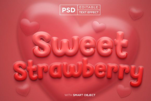 Cute Pink Editable Text Effect and 3D Typography Text Effect with Smart Object