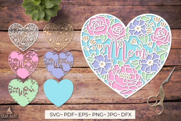 Mom Floral Heart: A Beautiful 3D Papercut Design for Mother’s Day and More
