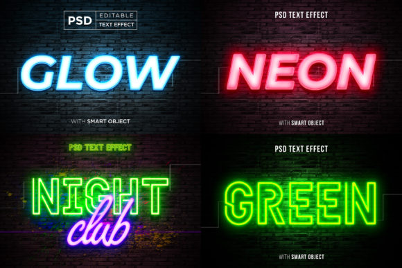 Neon Light Editable Font