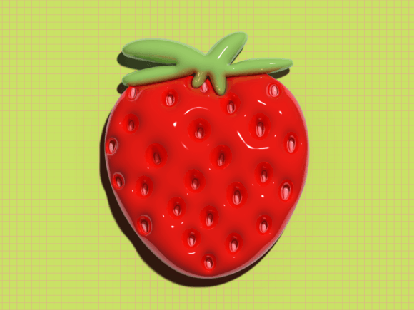 Transparent 3D Strawberry Jelly