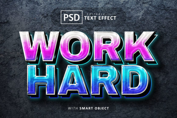 Work Hard 3D Text Effect Editable: A Versatile Tool for Modern Designers